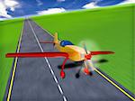 3d illustration of sport airplane on runway