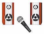 A set of speakers and microphone. Vector illustration. Vector art in Adobe illustrator EPS format, compressed in a zip file. The different graphics are all on separate layers so they can easily be moved or edited individually. The document can be scaled to any size without loss of quality.