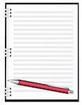 A notebook with a red pen. Vector illustration. Vector art in Adobe illustrator EPS format, compressed in a zip file. The different graphics are all on separate layers so they can easily be moved or edited individually. The document can be scaled to any size without loss of quality.