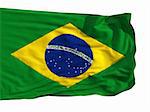 Flag of Brazil, fluttered in the wind. Sewn from pieces of cloth, a very realistic detailed flags waving in the wind, with the texture of the material, isolated on a white background