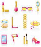 Women accessories isolated on white background.