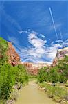 View of the Virgin river as it winds through Zion national park