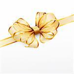 golden bow isolated on white. Vector illustration