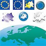 European union flag, map, symbols, icons...