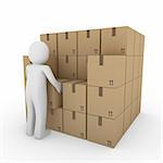 3d, human, shipping, transport, container, box, package, man