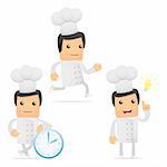 set of funny cartoon chef in various poses for use in presentations, etc.