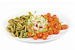 Marinated vegetables at the plate isolated on a white background