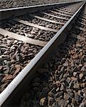 Close up of railway track with diminishing perspective