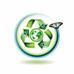 Ecology icon with butterfly, vector illustration