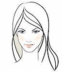 Beauty girl face. Hand-drawn fashion model. Vector illustration