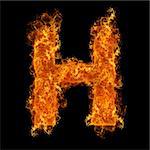 Fire letter H on a black background