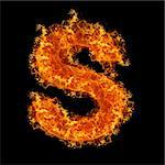 Fire letter S on a black background