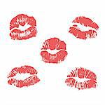 vector red lipstick marks vector illustration