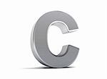Letter C as a brushed metal 3D object