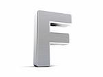 Letter F as a brushed metal 3D object