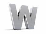 Letter W as a brushed metal 3D object