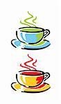 Image illustration of two colorful editable coffee cups for your design