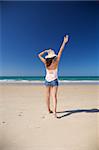 woman at Zahara beach in Cadiz Andalusia Spain