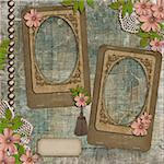 Two frames on vintage background