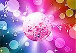 Vector illustration of abstract party Background with glowing lights and disco ball