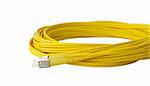 Optical single mode FC patch cord isolated on white.