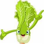 Illustration of a lettuce Character Presenting Something