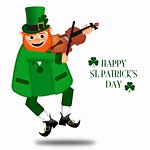 Happy St Patricks Day Drunk Leprechaun Fiddler Illustration