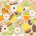 Seamless spring green pattern with easter eggs