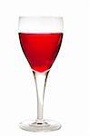 A glass of red cherry liquer, drink, on white background