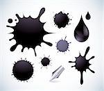 Set of various colored vector ink spots