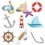 Set of 9 sea related vector icons