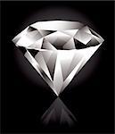 Shiny and bright diamond on a black background