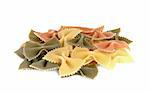 Italian pasta farfalle on a white background