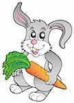 Cute bunny holding carrot - vector illustration.