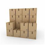 3d, paper, shipping, transport, container, box, package, brown