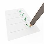 3d pencil pen check box green paper business