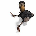 very funny toon Dodo-bird. 3D rendering with clipping path and shadow over white