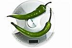 Green pepper isolated on food scale