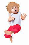 Vector cute child in red pants, gradient mesh illustration
