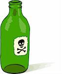 Glass bottle with a poison symbol - rough vector illustration