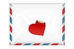 Envelope With A Label With Label In Form Of Heart, Isolated On White Background, Vector Illustration