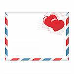 Envelope With Hearts, Isolated On White Background, Vector Illustration