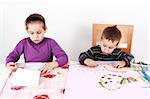 Cute kids drawing and painting