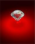 Bright diamond on red background - 3d render image.