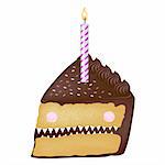 Birthday Cupcake With Candles, Isolated On White Background, Vector Illustration