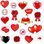 Collection Love Elements, Isolated On White Background, Vector Illustration