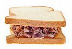 Tuna Salad Sandwich Isolated on White with a Clipping Path.