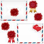 2 Envelope With A Wax Seal, Isolated On White Background, Vector Illustration