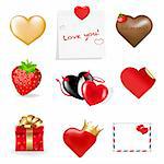 Valentines Day Icons Collection, Isolated On White Background, Vector Illustration