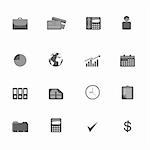 Grayscale business symbols icon set